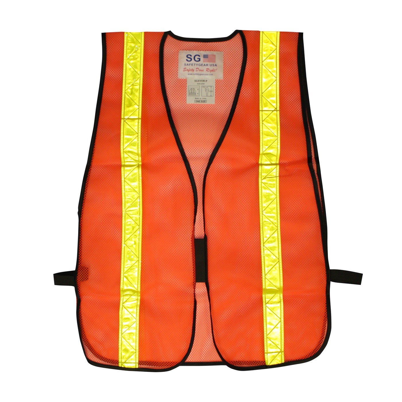 Non-ANSI Mesh Safety Vest, 1 3/8in. Yellow Gloss Tape H&L Closure, OSFM