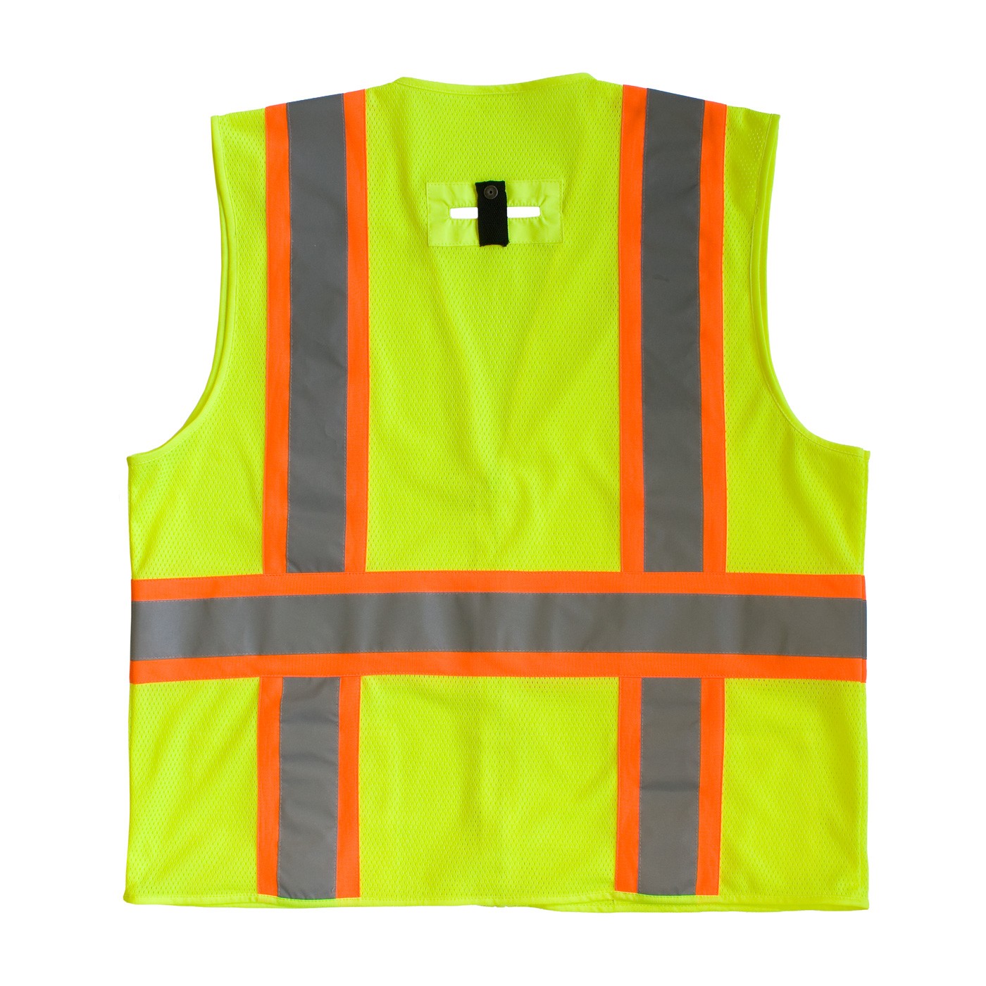 Class 2 Mesh Vest, 'D'Ring, Zipper, 2 Pockets, Two Tone Tape, LY Size Large
