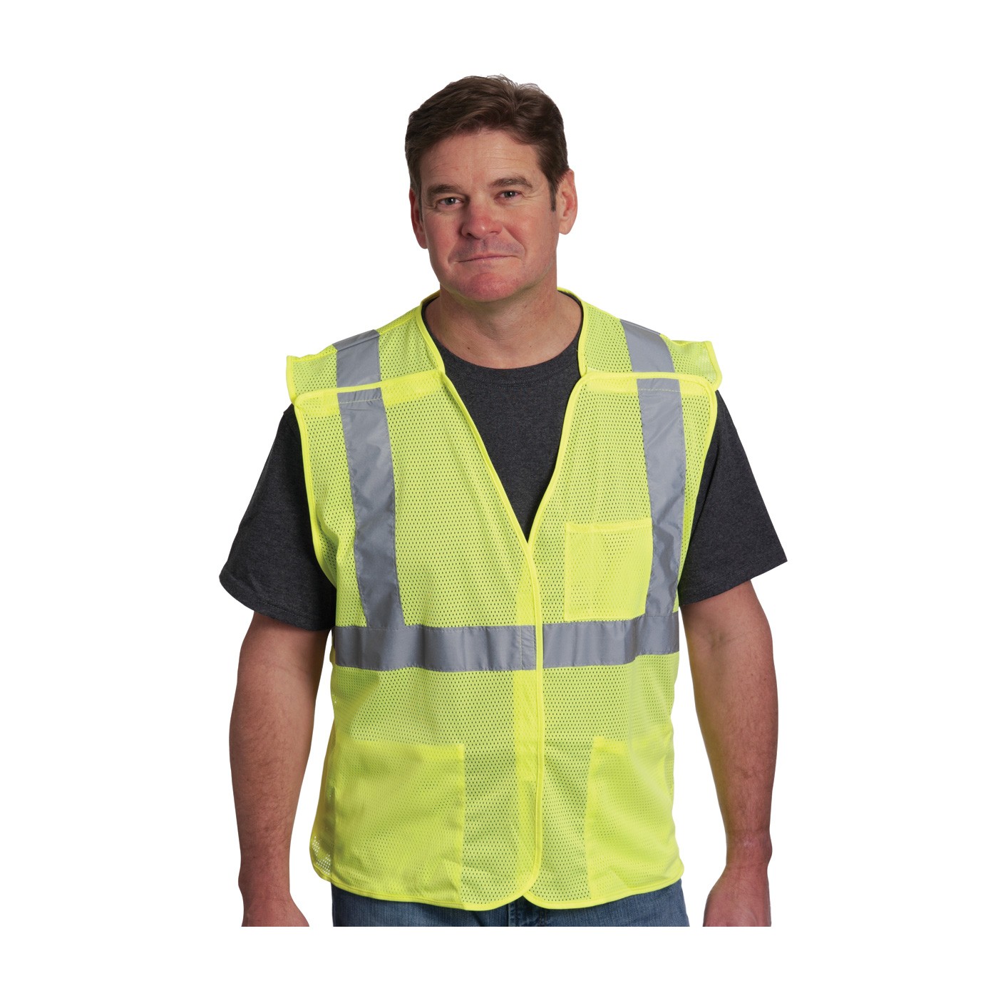 Class 2 Mesh Breakaway Vest, 3 Pkts H&L Closure, 2in. Tape, LY