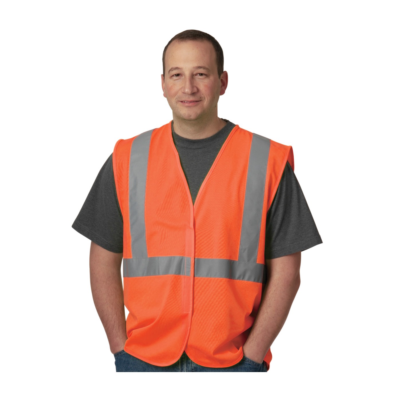 Class 2 Solid Vest, No Pocket, H&L Closure, 2in. Tape, OR Size X-Large