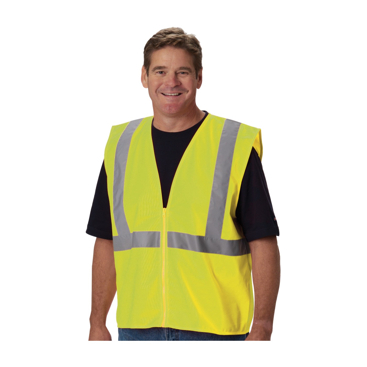 Class 2 Solid Vest, No Pocket, Zipper Closure, 2in. Tape, LY