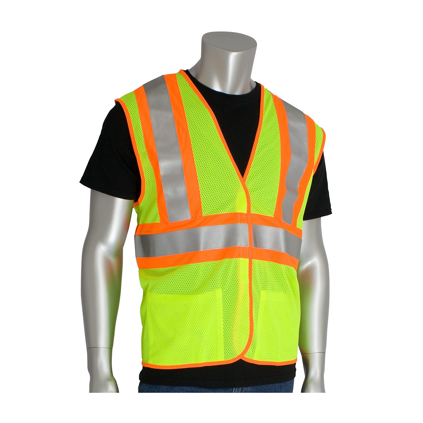 Class 2 Treated Poly, Mesh Vest H&L Closure, 2 Pocket, FR Tape, LY Size X-Large