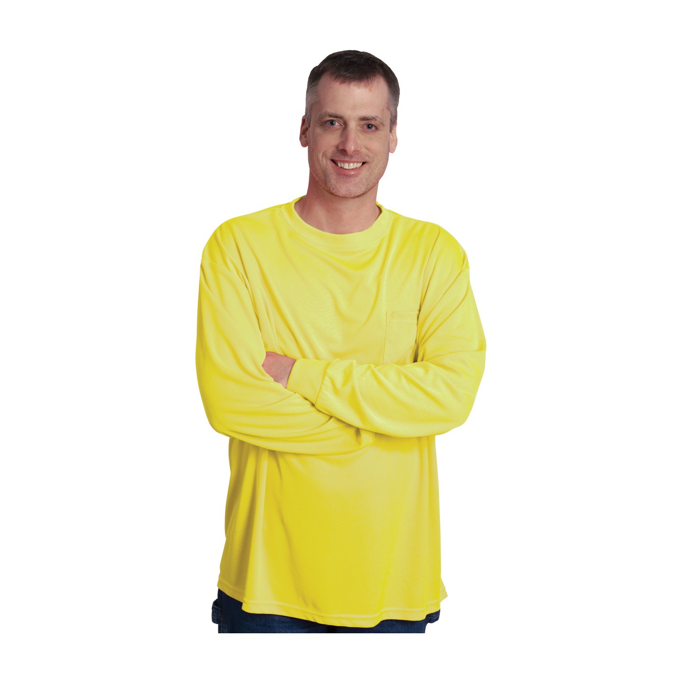 Non-ANSI, Long Sleeve T-shirt, Crew Neck, Chest Pocket, LY Size 3X-Large