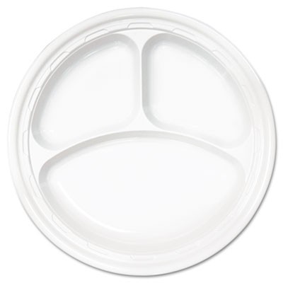 Famous Service Dinnerware, 3-Compartment Plate, 10 1/4", White