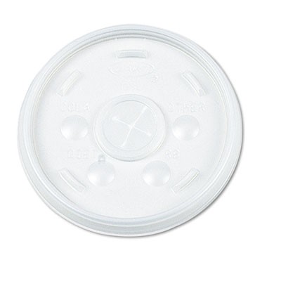 Plastic Lids, for 12-oz. Hot/Cold Foam Cups, Slip-Thru Lid, White