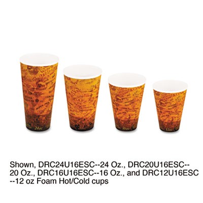 Foam Hot/Cold Cups, 20 oz, Brown/Black