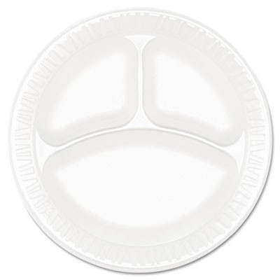 Concorde Foam Plate, 3-Compartment, 9", White