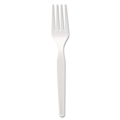 Plastic Tableware, Heavy Mediumweight Forks, White