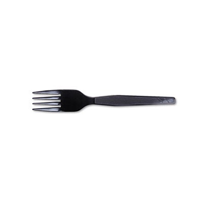 Plastic Tableware, Heavy Mediumweight Forks, Black