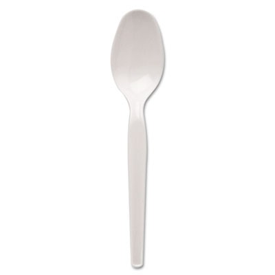 Plastic Tableware, Heavy Mediumweight Teaspoons, White