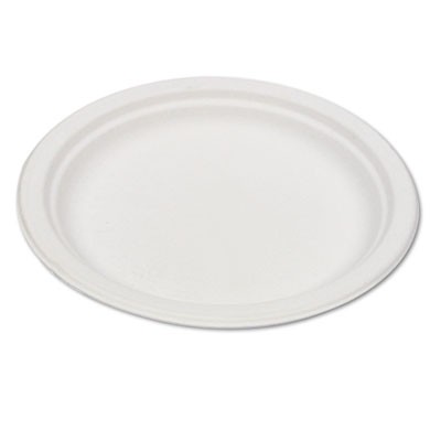 Compostable Sugarcane Dinnerware, 6" Plate, Natural White