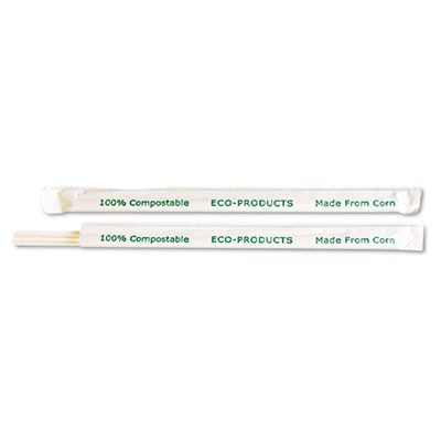 Compostable Straws, 7 3/4", Corn Plastic, Clear