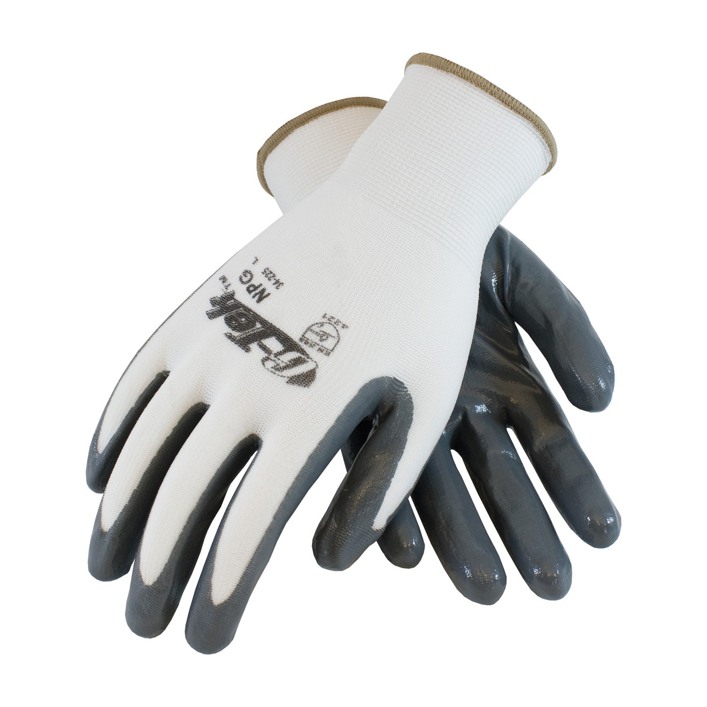 G-Tek, 13G Wht. Nylon Shell, Gry. Nitrile Coating Size X-Small