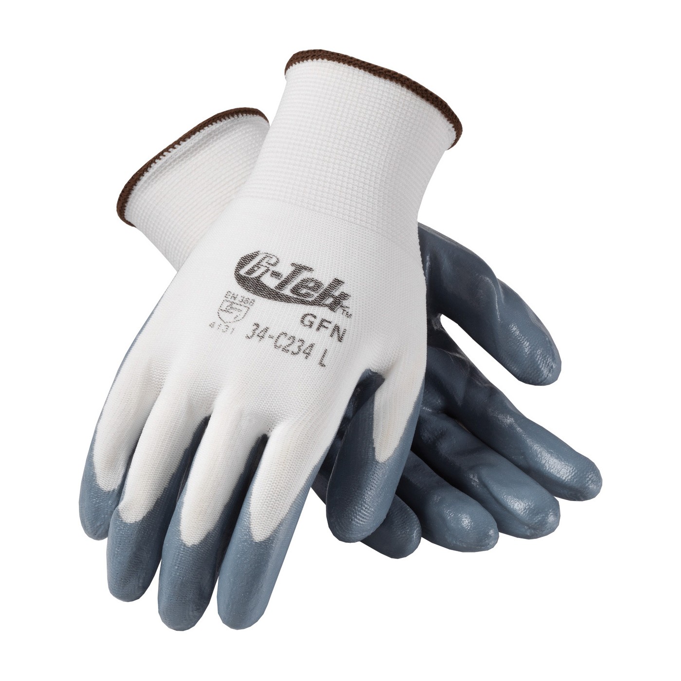 G-Tek, 13G Wht. Nylon Shell, Gry. Foam Nitrile Coated Palm Size Small