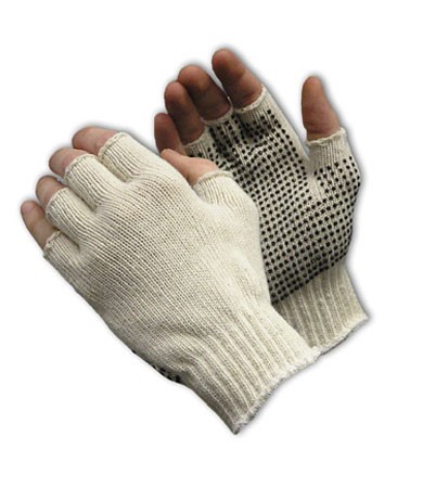 Cotton/Polyester, 7G Reg Wgt, One Side Blk. Dot, Fingerless Size Small