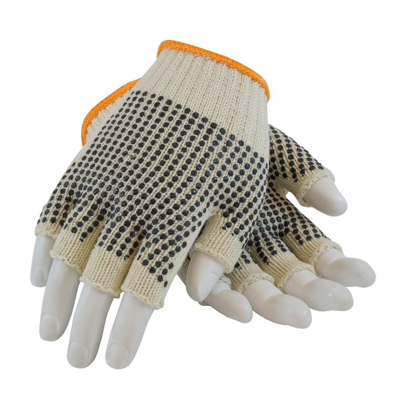 Cotton/Polyester, 7G Reg Wgt, Two Side Blk. Dot, Fingerless Size Small