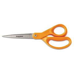 Scissors 8" Length x 3.5 Cut Length Straight Handle Orange