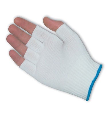 Glove Nylon Knit Seamless Fingerless Large Blue Cuff 25DZPR/CS