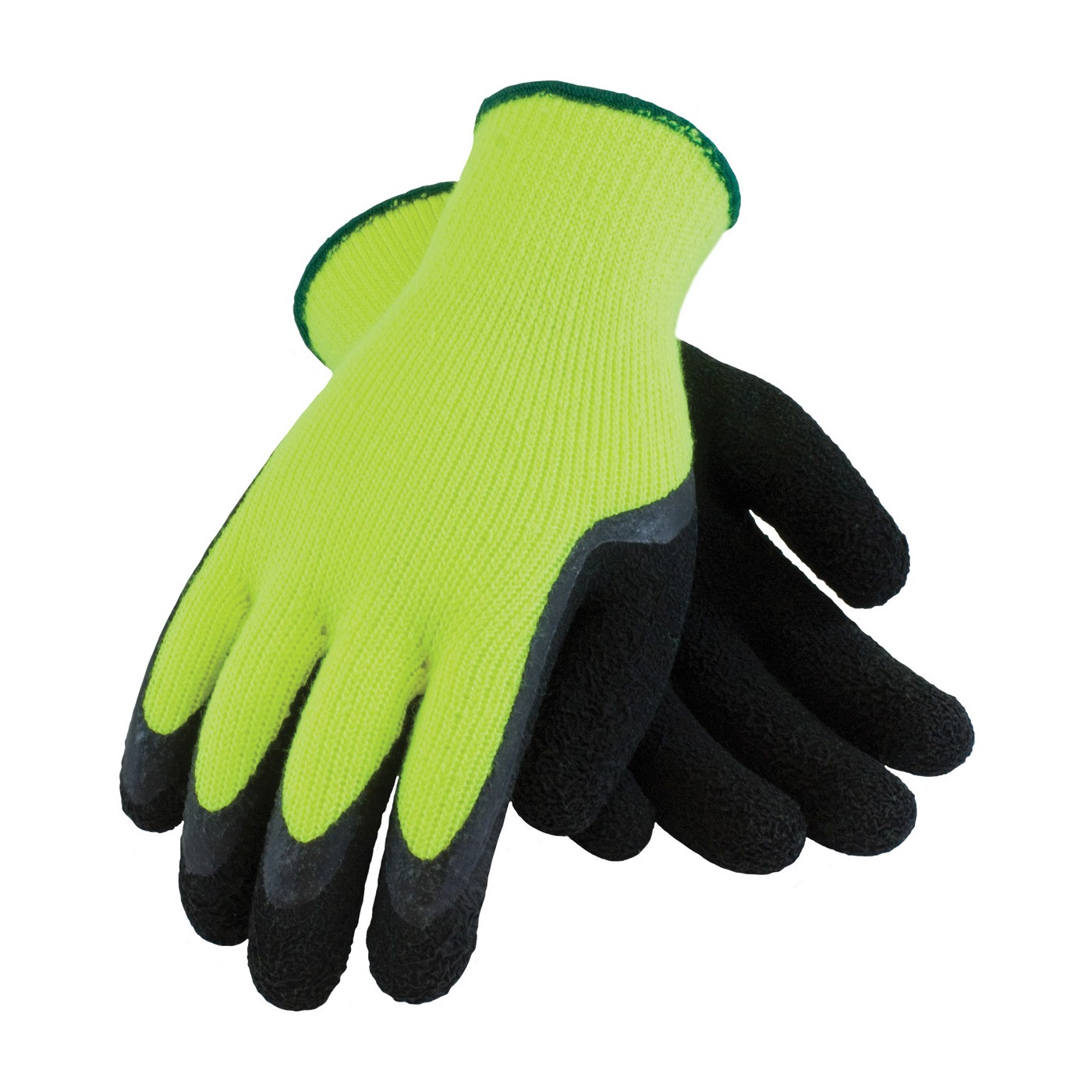 Hi-Vis Lime Grn. Acrylic Terry Shell, Blk. Latex Foam Finish Size X-Large