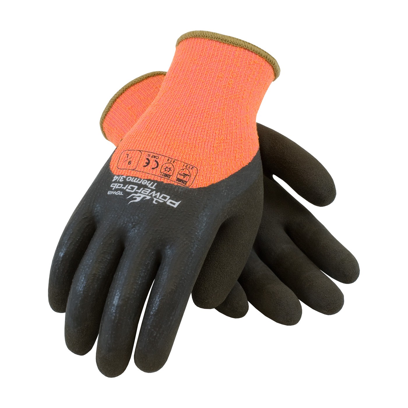 Hi-Vis Orn. Acrylic Terry Shell, 3/4 Dip Brown MicroFinish Grip Size 2X-Large