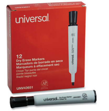 Dry Erase Marker Broad Chisel Black Tip 12/CS