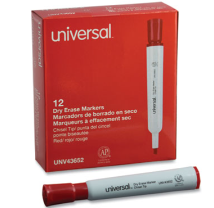 Dry Erase Marker Broad Chisel Red Tip 12/CS