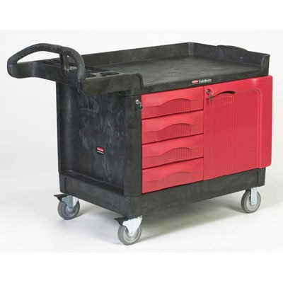 TradeMaster Cart, 750-lb Cap., 1 Shelf, 26 1/4w x 49d x 38h, Black