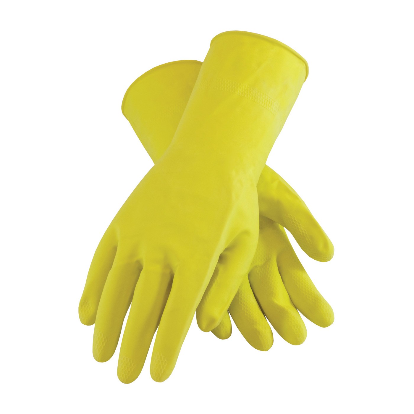 Glove Flock Lined 18Mil Honeycomb Grip Yellow Small 12DZ/CS