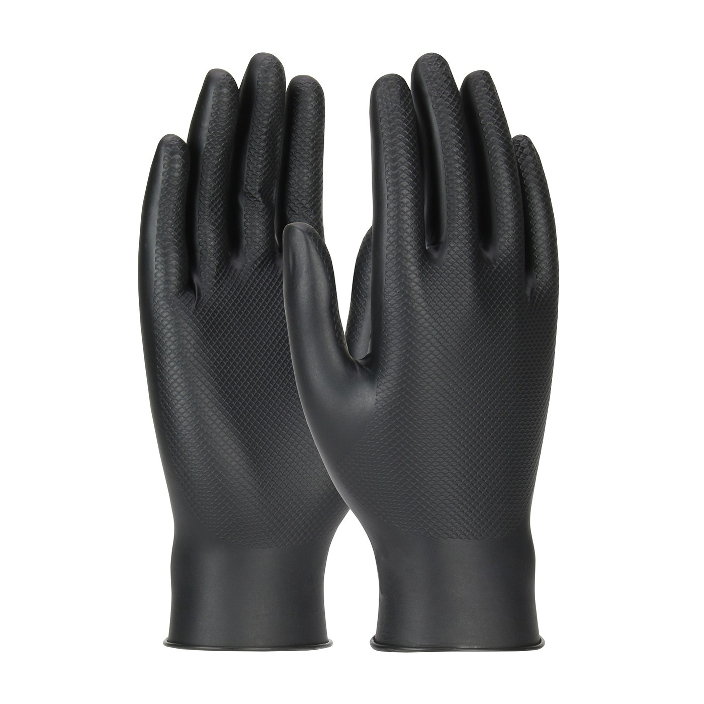 Glove Nitrile 6Mil Disposable Ambidex Grippaz Large Black 50/BX 10/CS