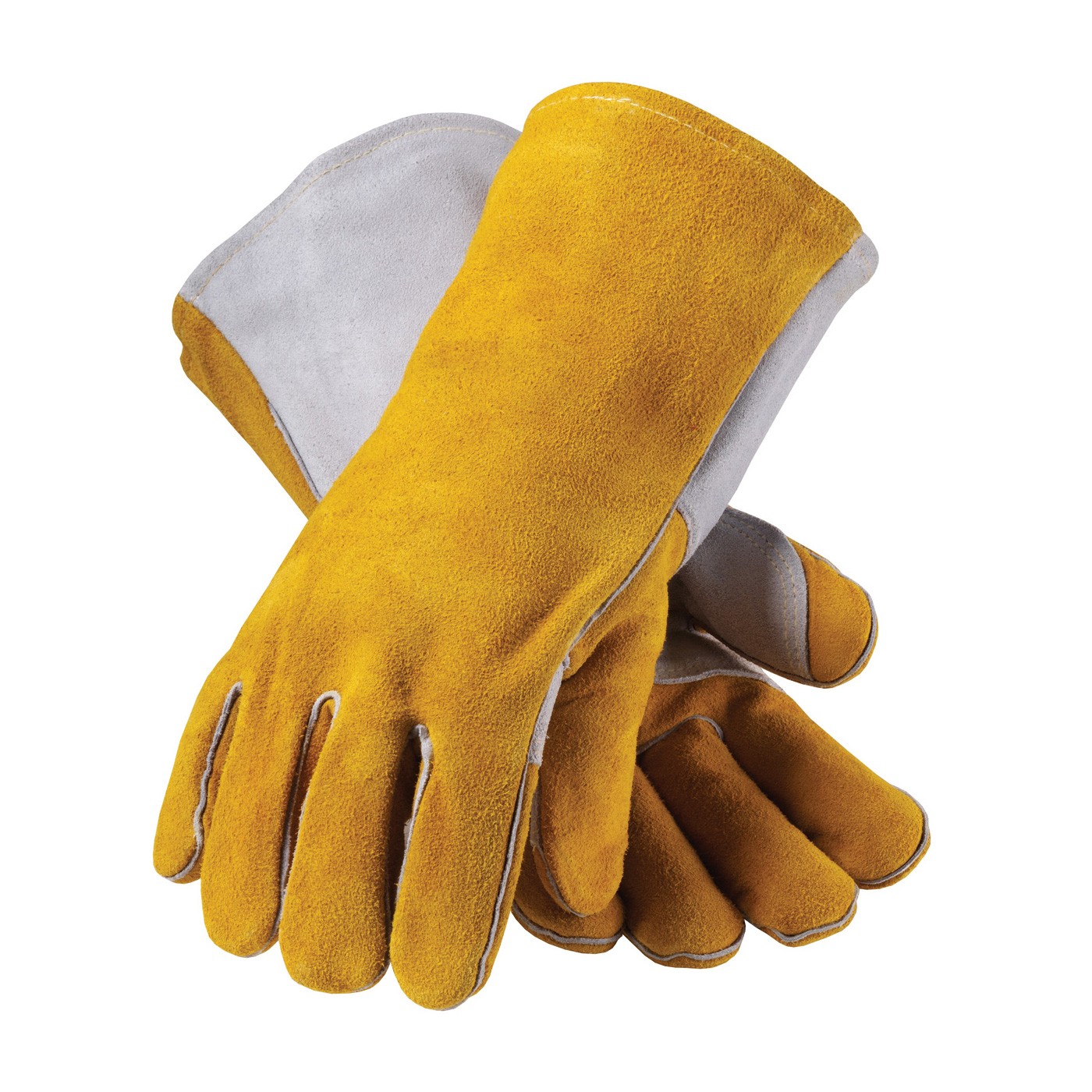 Welding Glove, Side Split, Foam Lined, Brown/Gry., Sewn w/Kevlar