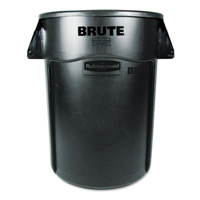 Brute Vented Trash Receptacle, Round, 44 gal, Black