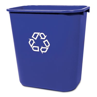 Medium Deskside Recycling Container, Rectangular, Plastic, 28 1/8qt, Blue