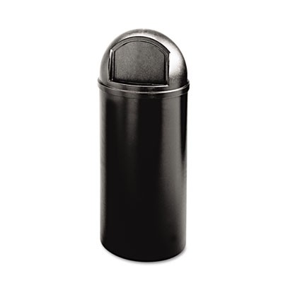 Marshal Classic Container, Round, Polyethylene, 25 gal, Black