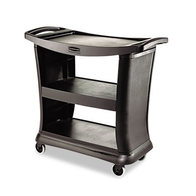 Executive Service Cart, 3-Shelf, 20-1/3w x 38-9/10d, Black