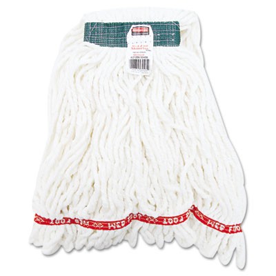 Web Foot Shrinkless Looped-End Wet Mop Head, Cotton/Synthetic, Medium, White
