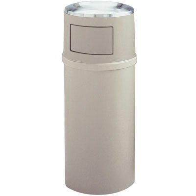 Ash/Trash Classic Container w/Doors, Round, 25 gal, Beige