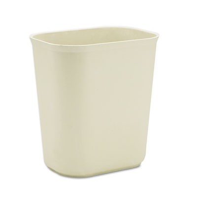 Fire-Res. Wastebasket, Rectangular, Fiberglass, 3 1/2 gal, Beige