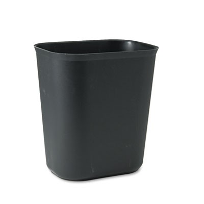 Fire-Res. Wastebasket, Rectangular, Fiberglass, 3 1/2 gal, Black