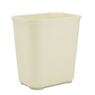 Fire-Resistant Wastebasket, Rectangular, Fiberglass, 7 gal, Beige