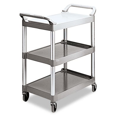 Economy Plastic Cart, 3-Shelf, 18-5/8w x 33-5/8d x 37-3/4h, Platinum