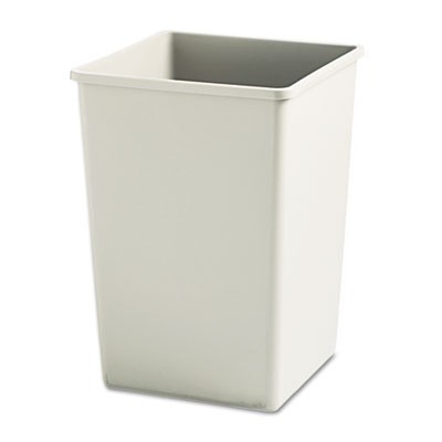 Plaza Waste Container Rigid Liner Square Plastic 35 gal Beige