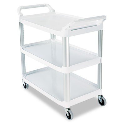 Open Sided Utility Cart, 3-Shelf, 40-5/8w x 20d x 37-13/16h, Off-White