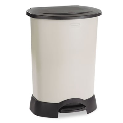 Step-On Container, Oval, Polyethylene, 30 gal, Light Platinum