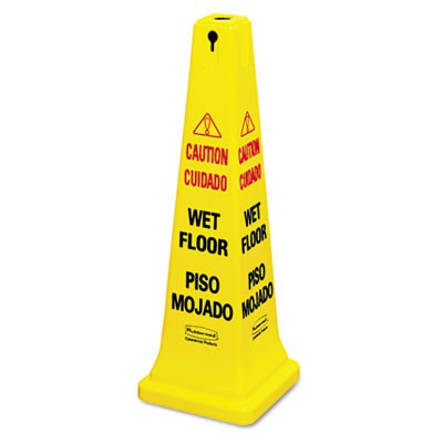 Safety Cones Wet Floor MultiLang 12.25x12.25x36 Yellow 6276