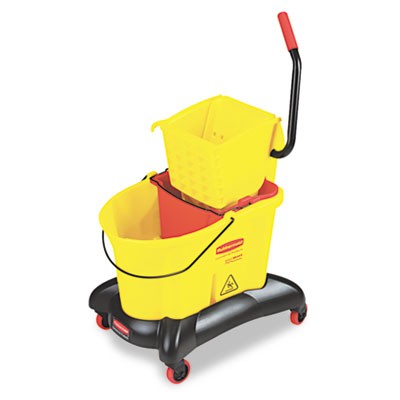 Mop Bucket Plastic 35 qt Wave Brake w/Wringer Yellow RCP7680