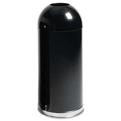 European & Metallic Series Open Top Receptacle, Round, 15 gal, Black