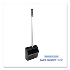 Dust Pan 11.75" Metal Black 34" Handle