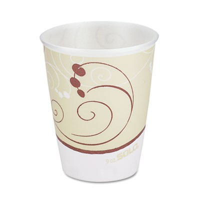 Symphony Design Trophy Foam Hot/Cold Drink Cups, Wrapped, 9 oz Beige