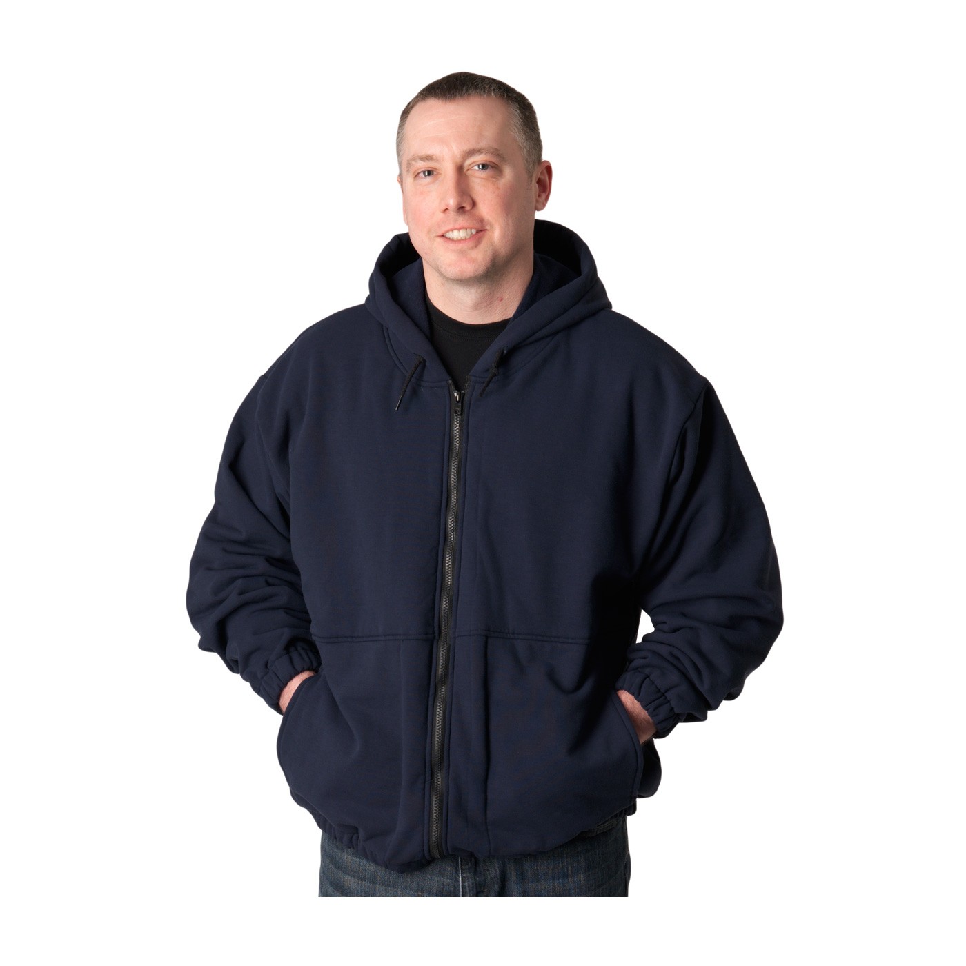 9 Cal FR Wind Pro Zip-Front Hoodie Sweatshirt, Wind/Water Resist., Nvy Size 2X-Large