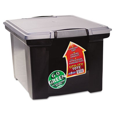 Portable File Tote w/Locking Handle Storage Box, Letter/Legal, Black